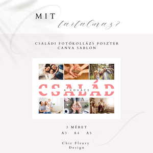 Családi fotókollázs poszter, falikép digitális, nyomtatható Canva sablon - művészet - grafika & illusztráció - digitális - Meska.hu