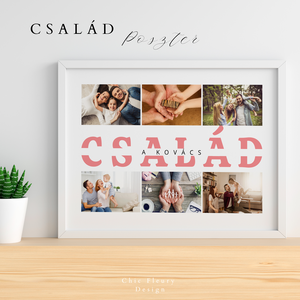 Családi fotókollázs poszter, falikép digitális, nyomtatható Canva sablon, Művészet, Grafika & Illusztráció, Digitális, Fotó, grafika, rajz, illusztráció, MESKA