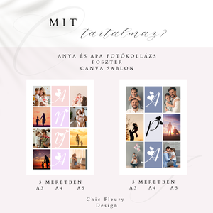 Anya és Apa fotókollázs digitális, nyomtatható Canva sablon poszter - művészet - grafika & illusztráció - digitális - Meska.hu
