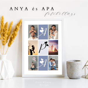 Anya és Apa fotókollázs digitális, nyomtatható Canva sablon poszter - művészet - grafika & illusztráció - digitális - Meska.hu