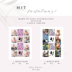 Mama és Papa fotókollázs digitális, nyomtatható Canva sablon poszter - művészet - grafika & illusztráció - digitális - Meska.hu