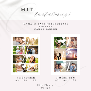 Anya és Apa fotókollázs digitális, nyomtatható Canva sablon poszter - művészet - grafika & illusztráció - digitális - Meska.hu