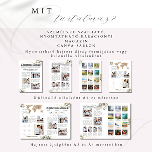 Karácsonyi magazin Canva sablon, ünnepi karácsonyi hírlevél, személyre szabható, nyomtatható - művészet - grafika & illusztráció - digitális - Meska.hu