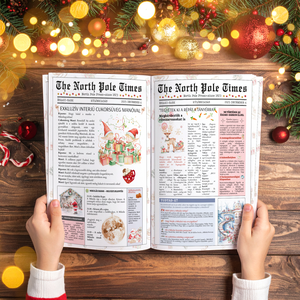The North Pole Times Különkiadása, Mikulás Magazin, levél a Mikulástól, Jóság Oklevél letölthető Canva sablon - művészet - grafika & illusztráció - digitális - Meska.hu