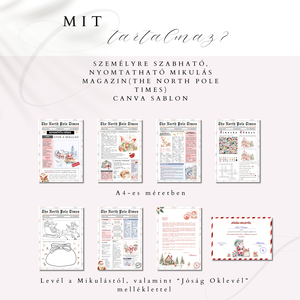 The North Pole Times Különkiadása, Mikulás Magazin, levél a Mikulástól, Jóság Oklevél letölthető Canva sablon - művészet - grafika & illusztráció - digitális - Meska.hu