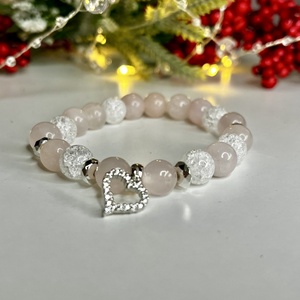 Rózsakvarc, hegyikristály, hematit karkötő, Ékszer, Karkötő, Charm karkötő, , MESKA