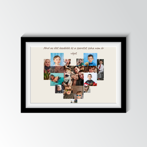 Családi Szív Kollázs, Otthon & Életmód, Dekoráció, Kép & Falikép, Mozaik kép, Fotó, grafika, rajz, illusztráció, MESKA