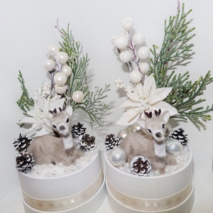 Karácsonyi dekoráció - Fehér szarvas minibox - karácsony - karácsonyi lakásdekoráció - ünnepi asztaldekoráció - Meska.hu