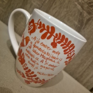 Népi motívumos, személyre szabható feliratos bögre - otthon & életmód - konyhafelszerelés, tálalás - tálalás - bögre & csésze - Meska.hu