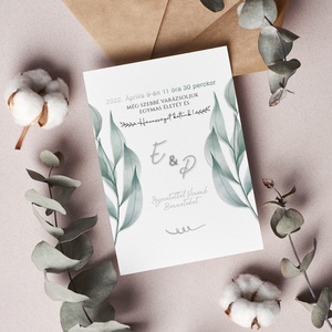 GREENLEAF Esküvői Meghívó, Leveles Esküvői Meghívó, Ezüst Esküvői Meghívó, Zöld Esküvői Meghívó - esküvő - meghívó & kártya - meghívó - Meska.hu