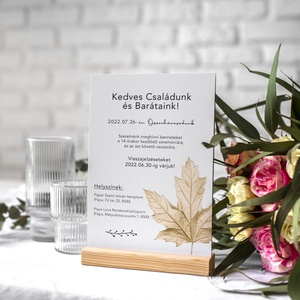 GOLDENLEAF Esküvői Meghívó, Arany Esküvői Meghívó, Leveles Esküvői Meghívó, Minimal Esküvői Meghívó - esküvő - meghívó & kártya - meghívó - Meska.hu