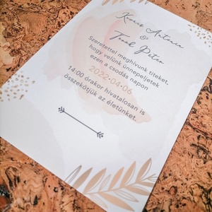 GOLDENPALM Esküvői Meghívó, Arany Esküvői Meghívó, Leveles Esküvői Meghívó, Minimal Esküvői Meghívó - esküvő - meghívó & kártya - meghívó - Meska.hu