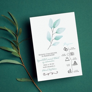 GREENLEAF Esküvő Meghívó, Levelek Esküvő Meghívó, Keretes Esküvő Meghívó, Zöld Esküvő Meghívó - esküvő - meghívó & kártya - meghívó - Meska.hu