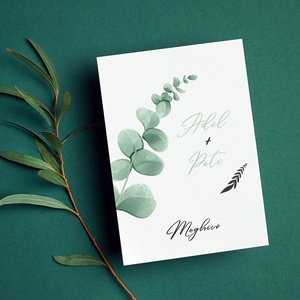 GREENLEAF Esküvő Meghívó, Levelek Esküvő Meghívó, Keretes Esküvő Meghívó, Zöld Esküvő Meghívó, Esküvő, Meghívó & Kártya, Meghívó, Fotó, grafika, rajz, illusztráció, Papírművészet, MESKA
