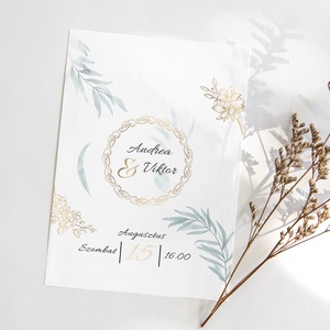 GOLDENLEAF Esküvő Meghívó, Mintás Esküvő Meghívó, Leveles Esküvő Meghívó, Minimal Esküvő Meghívó, Esküvő, Meghívó & Kártya, Meghívó, Fotó, grafika, rajz, illusztráció, Papírművészet, MESKA