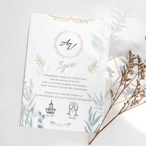 GOLDENLEAF Esküvő Meghívó, Mintás Esküvő Meghívó, Leveles Esküvő Meghívó, Minimal Esküvő Meghívó - esküvő - meghívó & kártya - meghívó - Meska.hu