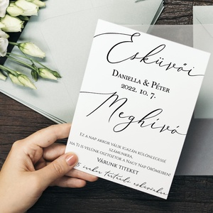 CALLIGRAPHY Esküvői Meghívó, Fehér Esküvői Meghívó, Kézírás Esküvői Meghívó, Minimal Esküvői Meghívó, Esküvő, Meghívó & Kártya, Meghívó, Fotó, grafika, rajz, illusztráció, Papírművészet, MESKA