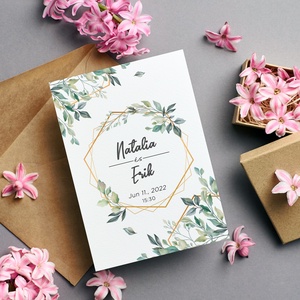 GREENLEAF Esküvői Meghívó, Levelek Esküvői Meghívó, Keretes Esküvői Meghívó, Zöld Esküvői Meghívó, Esküvő, Meghívó & Kártya, Meghívó, Fotó, grafika, rajz, illusztráció, Papírművészet, MESKA