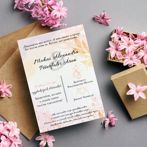 ORANGELEAF Esküvői Meghívó, Narancs Esküvői Meghívó, Leveles Esküvői Meghívó, Minimal Esküvői Meghívó - esküvő - meghívó & kártya - meghívó - Meska.hu