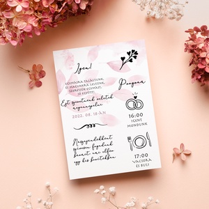 ROSELEAF Esküvői Meghívó, Rózsaszín Esküvői Meghívó, Leveles Esküvői Meghívó, Minimal Esküvői Meghívó - esküvő - meghívó & kártya - meghívó - Meska.hu