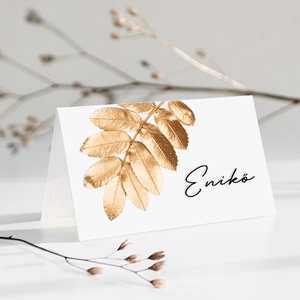GOLDENLEAF Esküvői Ültetőkártya, Levél Esküvői Ültetőkártya, Minimal Esküvői Ültetőkártya, Arany Esküvői Ültetőkártya, Esküvő, Meghívó & Kártya, Menü, Fotó, grafika, rajz, illusztráció, Papírművészet, MESKA