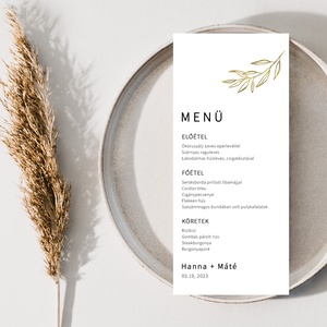 GOLDENLEAF Esküvői Menülap, Levelek Esküvői Menülap, Keretes Esküvői Menülap, Arany Esküvői Menülap, Esküvő, Meghívó & Kártya, Menü, Fotó, grafika, rajz, illusztráció, Papírművészet, MESKA