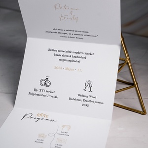 GOLDENLEAF Esküvő Meghívó, Mintás Esküvő Meghívó, Leveles Esküvő Meghívó, Minimal Esküvő Meghívó - esküvő - meghívó & kártya - meghívó - Meska.hu