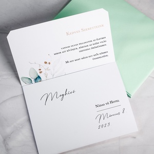 EUCALYPTUS Esküvői Meghívó, Leveles Esküvői Meghívó, Minimal Esküvői Meghívó, Zöld Esküvői Meghívó - esküvő - meghívó & kártya - meghívó - Meska.hu
