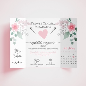 ROSELEAF Esküvői Meghívó, Rózsaszín Esküvői Meghívó, Leveles Esküvői Meghívó, Minimal Esküvői Meghívó - esküvő - meghívó & kártya - meghívó - Meska.hu