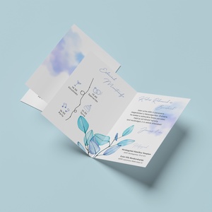 BLUEFLOWER Esküvő Meghívó, Levelek Esküvő Meghívó, Virág Esküvő Meghívó, Kék Esküvő Meghívó - esküvő - meghívó & kártya - meghívó - Meska.hu