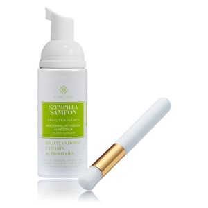 50 ML-ES SZEMPILLASAMPON HABOLÓFLAKONBAN, ECSETTEL - ZÖLD TEA ILLATÚ, Szépségápolás, Testápolás, Speciális bőrápolás, Kozmetikum készítés, MESKA