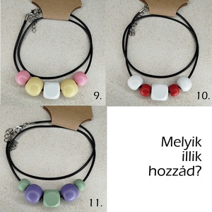 Nyaklánc színes fa medállal - ékszer - nyaklánc - medálos nyaklánc - Meska.hu