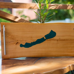 Balaton ihlette egyedi epoxy tálca - Meska.hu