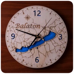 Balaton vázlattérképes falióra, Otthon & Életmód, Dekoráció, Fali és függő dekoráció, Falióra & óra, Festett tárgyak, Gravírozás, pirográfia, MESKA