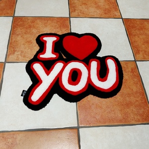 I Love You tufting szőnyeg - otthon & életmód - lakástextil - szőnyeg - horgolt szőnyeg - Meska.hu