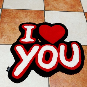 I Love You tufting szőnyeg - otthon & életmód - lakástextil - szőnyeg - horgolt szőnyeg - Meska.hu