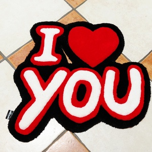 I Love You tufting szőnyeg - otthon & életmód - lakástextil - szőnyeg - horgolt szőnyeg - Meska.hu
