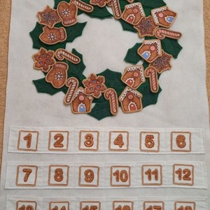 Ajtódísz mézessel-ADVENTI NAPTÁR-interaktív, Karácsony, Karácsonyi lakásdekoráció, Varrás, MESKA