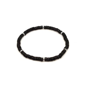 Bazalt ásvány karkötő ezüst korong köztessel 45 mm, Ékszer, Karkötő, Ásványkarkötő, , MESKA