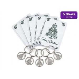 Csillagos karácsonyfa kulcstartó zöld Merry Christmas kártyával � 5 db - Meska.hu
