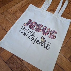 Bibliai igés szatyor- JESUS TOUCHED MY HEART-007, Táska & Tok, Bevásárlás & Shopper táska, Shopper, textiltáska, szatyor, , MESKA