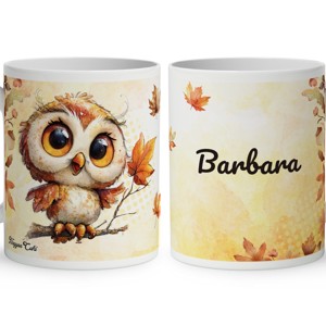 Névvel kérhető - Cuki őszi bagoly lány mintás bögre - Meska.hu