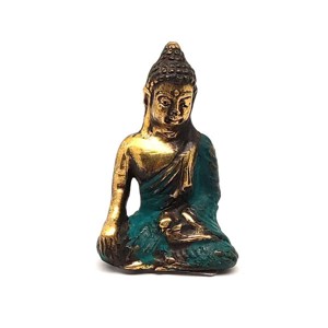 Réz figura Buddha arany kék 5,5x3,5cm - Meska.hu