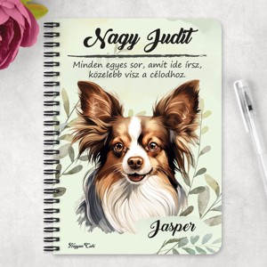 Személyre szabható - Sable Papillon portré mintás A5-ös füzet - otthon & életmód - papír, írószer - jegyzetfüzet & napló - Meska.hu