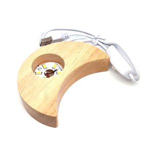 Lámpa fa talpas USB hold fehér 10cm, Kellékek & szerszámok, Ásvány alapanyag, Ásvány lámpa, , MESKA