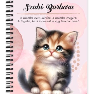 Személyre szabható - Cuki tarka cicus mintás A5-ös füzet, Otthon & Életmód, Papír, írószer, Jegyzetfüzet & Napló, , MESKA