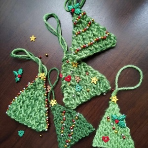 Kötött karácsonyi díszek, Karácsony, Karácsonyi lakásdekoráció, Karácsonyi lakásdíszek, Kötés, MESKA