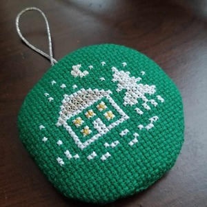 Kerek karácsonyfa dísz, Karácsony, Karácsonyi lakásdekoráció, Karácsonyfadíszek, Hímzés, Varrás, MESKA