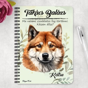 Személyre szabható - Vörös Akita portré mintás A6-os füzet - otthon & életmód - papír, írószer - jegyzetfüzet & napló - Meska.hu
