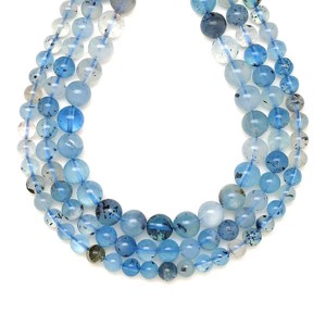 Akvamarin vas mátrixxal golyó 8-9mm  ékszerkészítő alapanyag (füzér), Kellékek & szerszámok, Ásvány alapanyag, Ásványfüzér, , MESKA